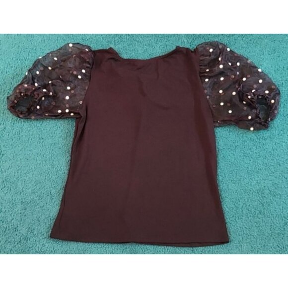 Notebuk Casual Blouse Sheer Polka Dot Short Sleeve Women's Size Small Shirt NWT - Picture 8 of 8